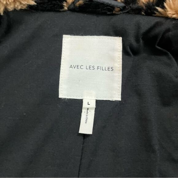Anthropologie Avec Les Filles Faux Fur Teddy Biker Full Zip Jacket Coat Size L - Picture 11 of 14